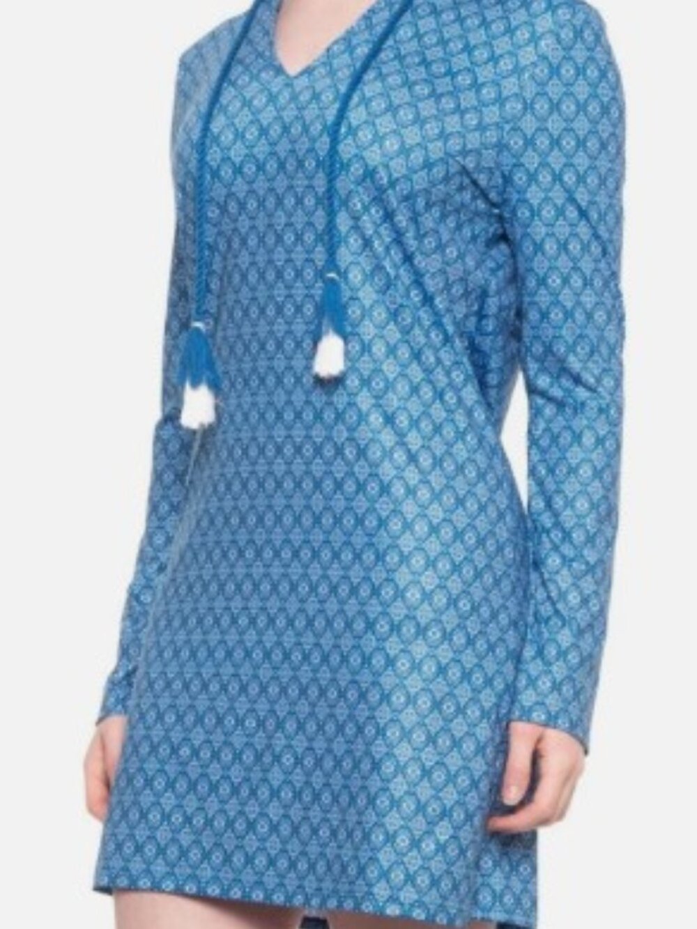 NWT CABANA LIFE UPF 50+ Blue Tile Hooded Beach Coverup Sun Protection Large